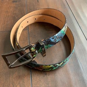 WCM New York leather belt with embossed snakeskin